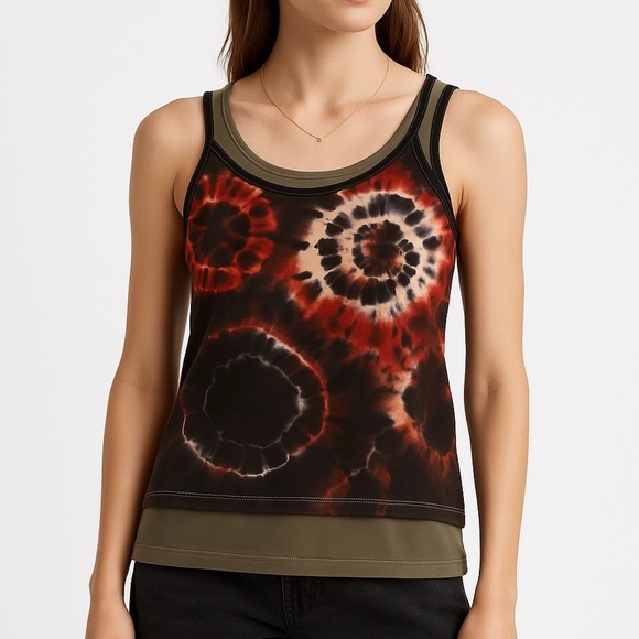 Tops - Two Tank Tops Together or Not Tie Die Boho & Rocker Embellished Statement Top S
